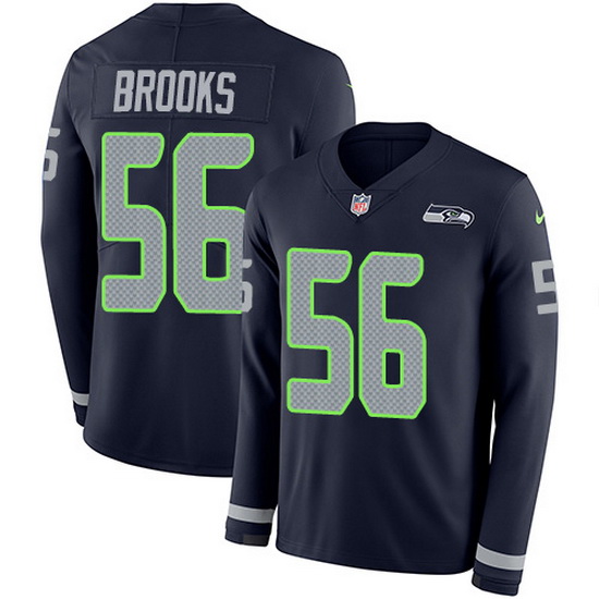 Nike Seahawks 56 Jordyn Brooks Steel Blue Team Color Men Stitched NFL Limited Therma Long Sleeve Jer