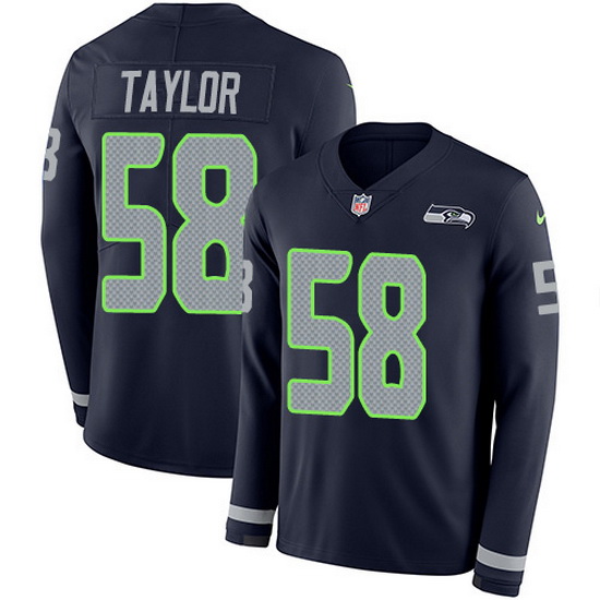 Nike Seahawks 58 Darrell Taylor Steel Blue Team Color Men Stitched NFL Limited Therma Long Sleeve Je