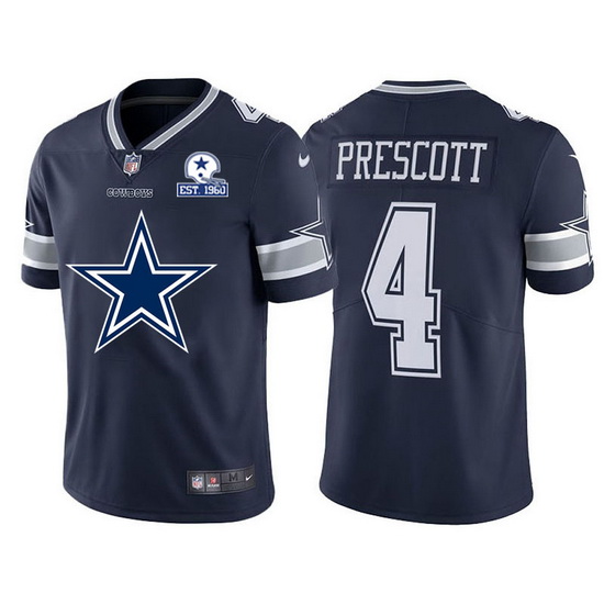 Dallas Cowboys 4 Dak Prescott Navy Blue Men Nike Big Team Logo With Established In 1960 Patch Vapor 