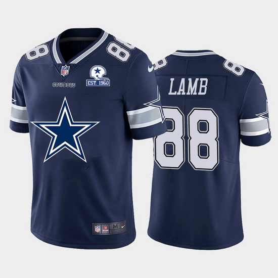 Dallas Cowboys 88 CeeDee Lamb Navy Blue Men Nike Big Team Logo With Established In 1960 Patch Vapor 