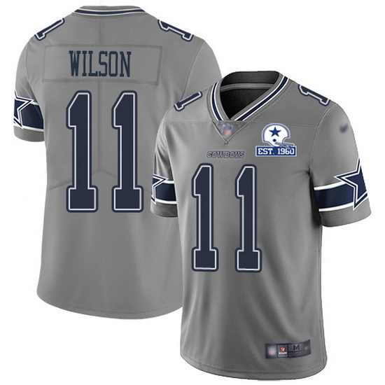 Nike Cowboys 11 Cedrick Wilson Gray Men Stitched With Established In 1960 Patch NFL Limited Inverted