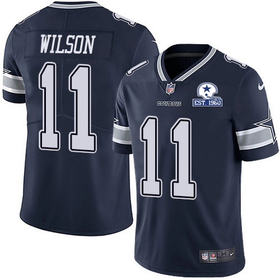 Nike Cowboys 11 Cedrick Wilson Navy Blue Team Color Men Stitched With Established In 1960 Patch NFL 