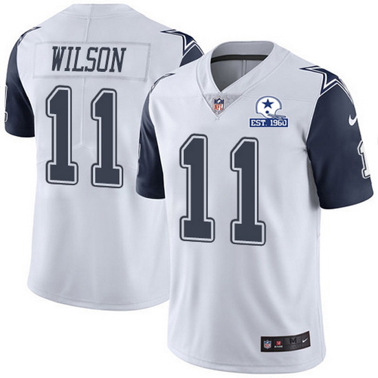 Nike Cowboys 11 Cedrick Wilson White Men Stitched With Established In 1960 Patch NFL Limited Rush Je