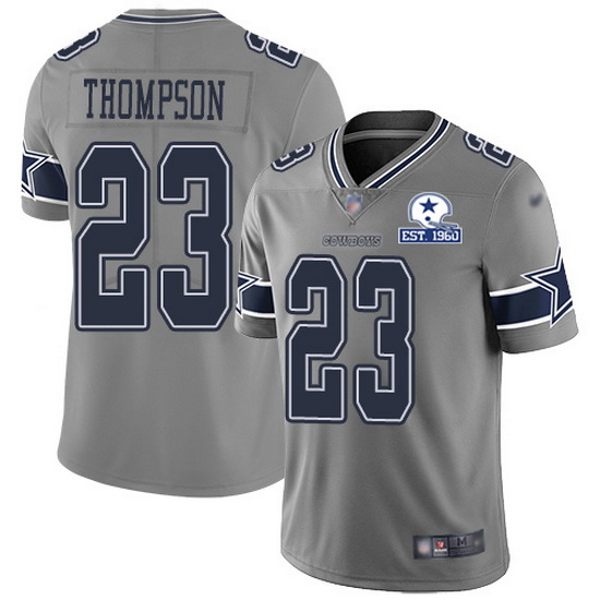 Nike Cowboys 23 Darian Thompson Gray Men Stitched With Established In 1960 Patch NFL Limited Inverte