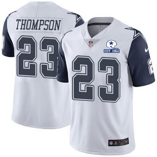 Nike Cowboys 23 Darian Thompson White Men Stitched With Established In 1960 Patch NFL Limited Rush J