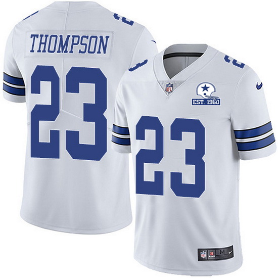 Nike Cowboys 23 Darian Thompson White Men Stitched With Established In 1960 Patch NFL Vapor Untoucha