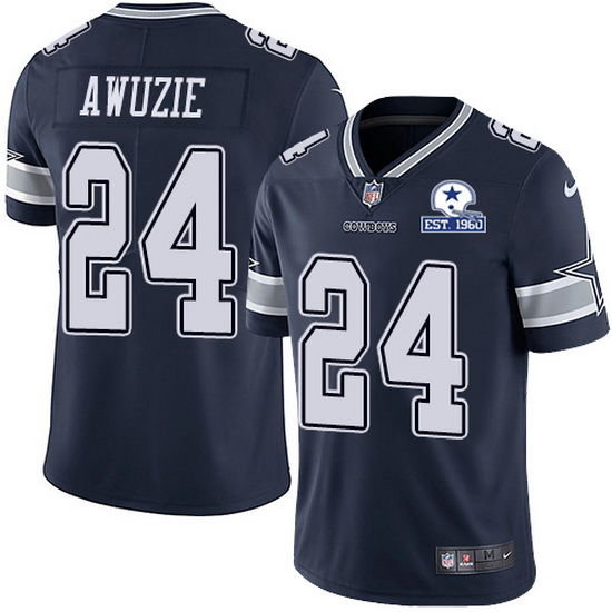 Nike Cowboys 24 Chidobe Awuzie Navy Blue Team Color Men Stitched With Established In 1960 Patch NFL 