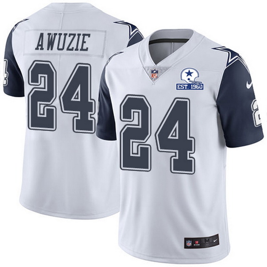 Nike Cowboys 24 Chidobe Awuzie White Men Stitched With Established In 1960 Patch NFL Limited Rush Je