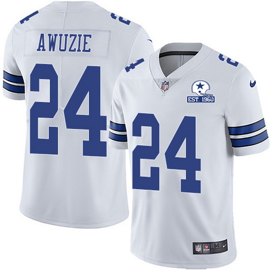 Nike Cowboys 24 Chidobe Awuzie White Men Stitched With Established In 1960 Patch NFL Vapor Untouchab