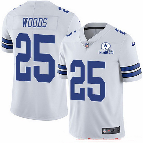 Nike Cowboys 25 Xavier Woods White Men Stitched With Established In 1960 Patch NFL Vapor Untouchable