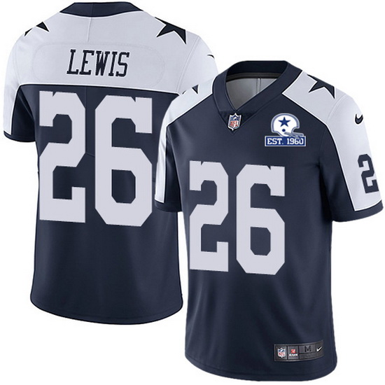Nike Cowboys 26 Jourdan Lewis Navy Blue Thanksgiving Men Stitched With Established In 1960 Patch NFL