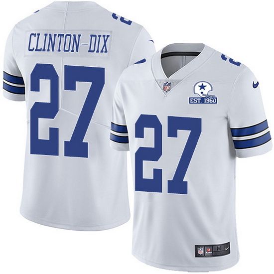 Nike Cowboys 27 Ha Ha Clinton Dix White Men Stitched With Established In 1960 Patch NFL Vapor Untouc