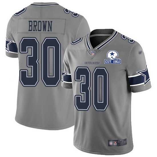 Nike Cowboys 30 Anthony Brown Gray Men Stitched With Established In 1960 Patch NFL Limited Inverted 