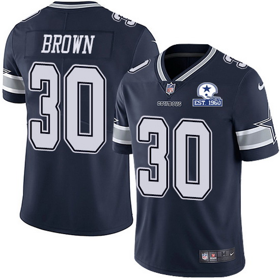 Nike Cowboys 30 Anthony Brown Navy Blue Team Color Men Stitched With Established In 1960 Patch NFL V