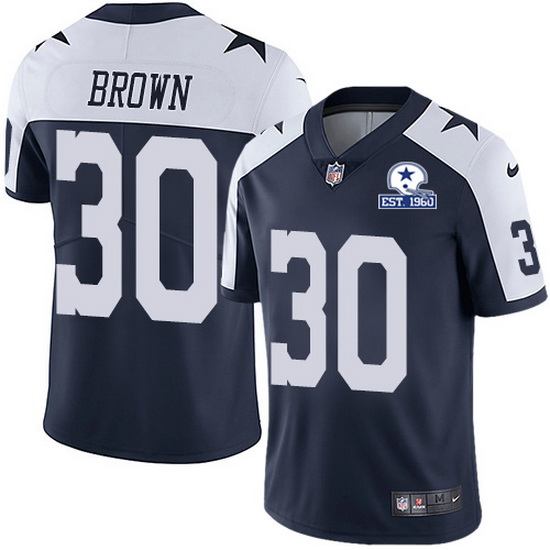 Nike Cowboys 30 Anthony Brown Navy Blue Thanksgiving Men Stitched With Established In 1960 Patch NFL