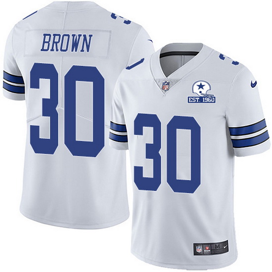 Nike Cowboys 30 Anthony Brown White Men Stitched With Established In 1960 Patch NFL Vapor Untouchabl