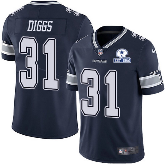 Nike Cowboys 31 Trevon Diggs Navy Blue Team Color Men Stitched With Established In 1960 Patch NFL Va