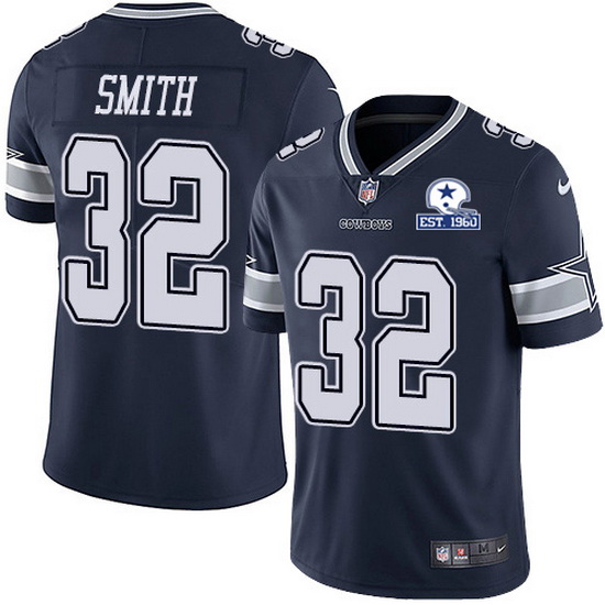 Nike Cowboys 32 Saivion Smith Navy Blue Team Color Men Stitched With Established In 1960 Patch NFL V