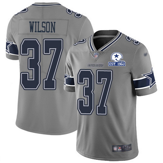 Nike Cowboys 37 Donovan Wilson Gray Men Stitched With Established In 1960 Patch NFL Limited Inverted