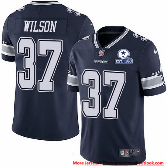 Nike Cowboys 37 Donovan Wilson Navy Blue Team Color Men Stitched With Established In 1960 Patch NFL 