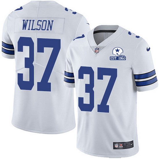 Nike Cowboys 37 Donovan Wilson White Men Stitched With Established In 1960 Patch NFL Vapor Untouchab
