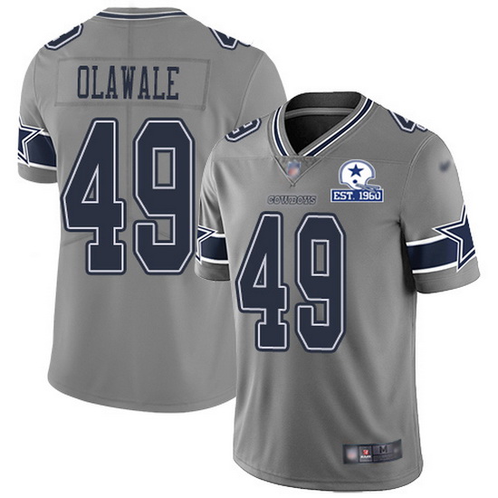 Nike Cowboys 49 Jamize Olawale Gray Men Stitched With Established In 1960 Patch NFL Limited Inverted