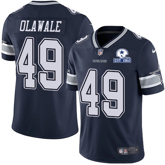 Nike Cowboys 49 Jamize Olawale Navy Blue Team Color Men Stitched With Established In 1960 Patch NFL 