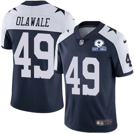 Nike Cowboys 49 Jamize Olawale Navy Blue Thanksgiving Men Stitched With Established In 1960 Patch NF