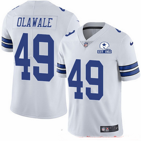 Nike Cowboys 49 Jamize Olawale White Men Stitched With Established In 1960 Patch NFL Vapor Untouchab