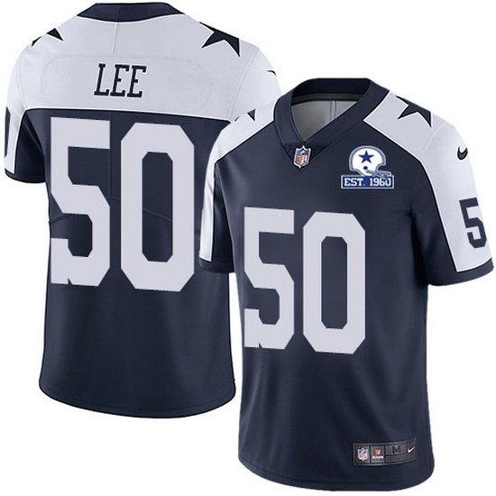 Nike Cowboys 50 Sean Lee Navy Blue Thanksgiving Men Stitched With Established In 1960 Patch NFL Vapo