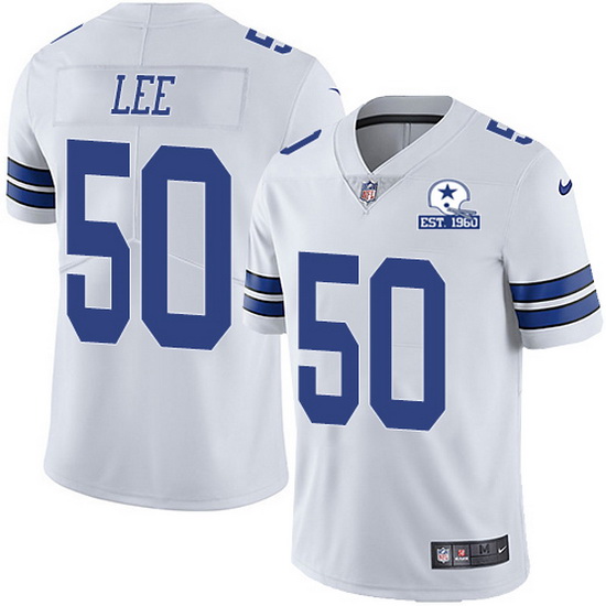 Nike Cowboys 50 Sean Lee White Men Stitched With Established In 