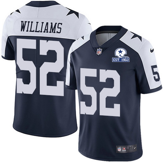 Nike Cowboys 52 Connor Williams Navy Blue Thanksgiving Men Stitched With Established In 1960 Patch N