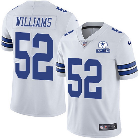 Nike Cowboys 52 Connor Williams White Men Stitched With Established In 1960 Patch NFL Vapor Untoucha