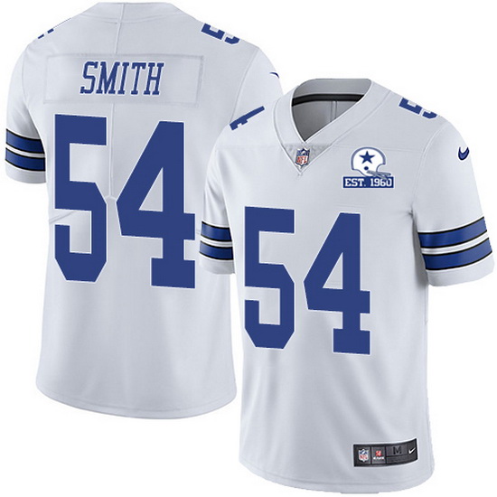 Nike Cowboys 54 Jaylon Smith White Men Stitched With Established In 1960 Patch NFL Vapor Untouchable