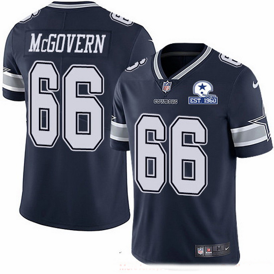 Nike Cowboys 66 Connor McGovern Navy Blue Team Color Men Stitched With Established In 1960 Patch NFL