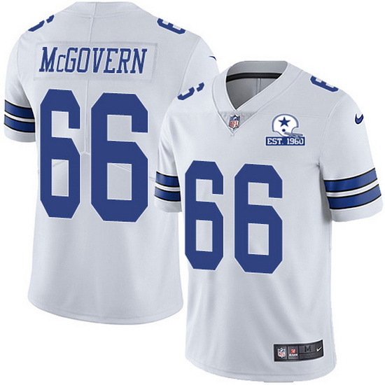 Nike Cowboys 66 Connor McGovern White Men Stitched With Established In 1960 Patch NFL Vapor Untoucha