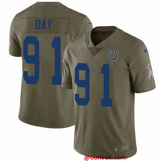 Nike Colts 91 Sheldon Day Olive Men Stitched NFL Limited 2017 Salute To Service Jersey