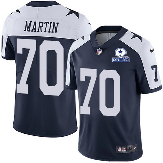 Nike Cowboys 70 Zack Martin Navy Blue Thanksgiving Men Stitched With Established In 1960 Patch NFL V