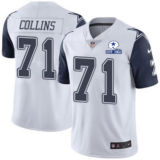 Nike Cowboys 71 La 27el Collins White Men Stitched With Established In 1960 Patch NFL Limited Rush J