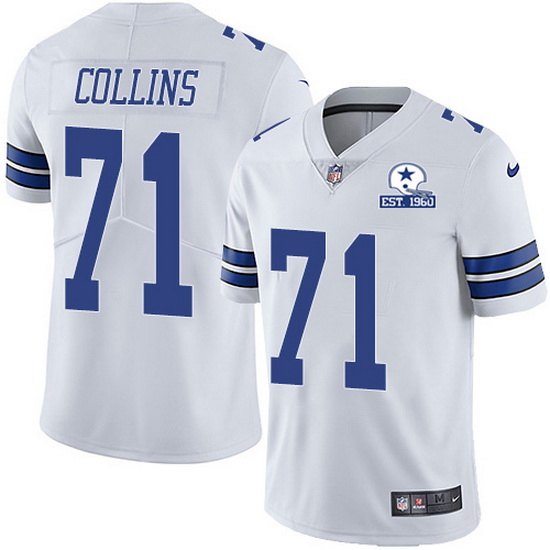 Nike Cowboys 71 La 27el Collins White Men Stitched With Established In 1960 Patch NFL Vapor Untoucha