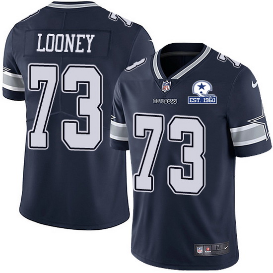 Nike Cowboys 73 Joe Looney Navy Blue Team Color Men Stitched With Established In 1960 Patch NFL Vapo