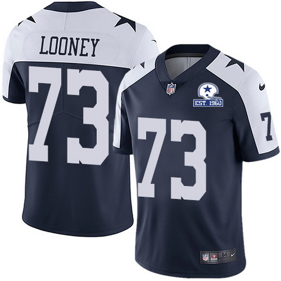 Nike Cowboys 73 Joe Looney Navy Blue Thanksgiving Men Stitched With Established In 1960 Patch NFL Va