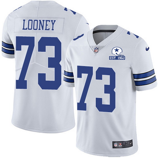 Nike Cowboys 73 Joe Looney White Men Stitched With Established In 1960 Patch NFL Vapor Untouchable L