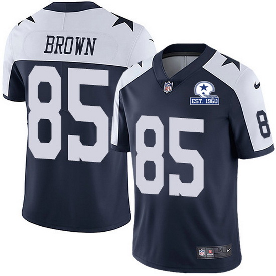 Nike Cowboys 85 Noah Brown Navy Blue Thanksgiving Men Stitched With Established In 1960 Patch NFL Va