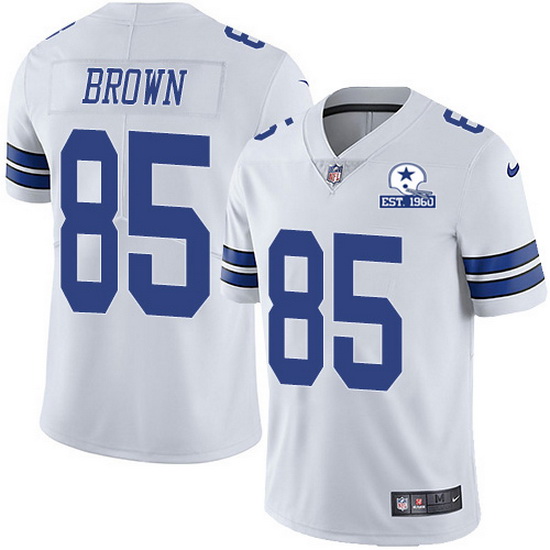 Nike Cowboys 85 Noah Brown White Men Stitched With Established In 1960 Patch NFL Vapor Untouchable L