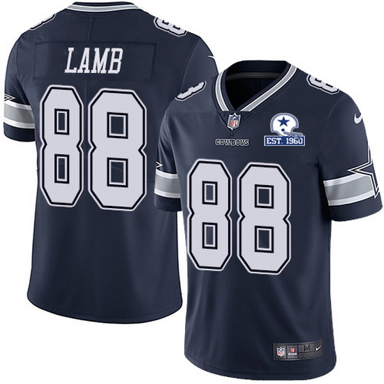 Nike Cowboys 88 CeeDee Lamb Navy Blue Team Color Men Stitched With Established In 1960 Patch NFL Vap