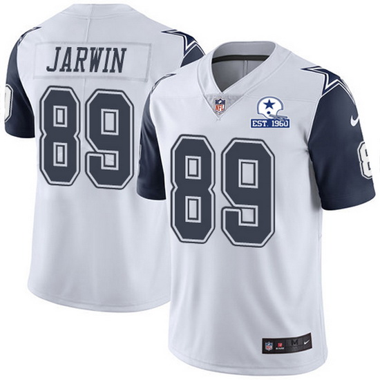 Nike Cowboys 89 Blake Jarwin White Men Stitched With Established In 1960 Patch NFL Limited Rush Jers