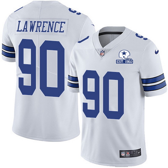 Nike Cowboys 90 DeMarcus Lawrence White Men Stitched With Established In 1960 Patch NFL Vapor Untouc