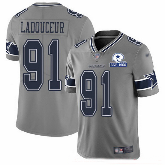 Nike Cowboys 91 L P  Ladouceur Gray Men Stitched With Established In 1960 Patch NFL Limited Inverted