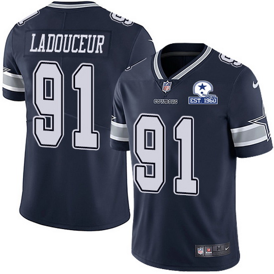 Nike Cowboys 91 L P  Ladouceur Navy Blue Team Color Men Stitched With Established In 1960 Patch NFL 